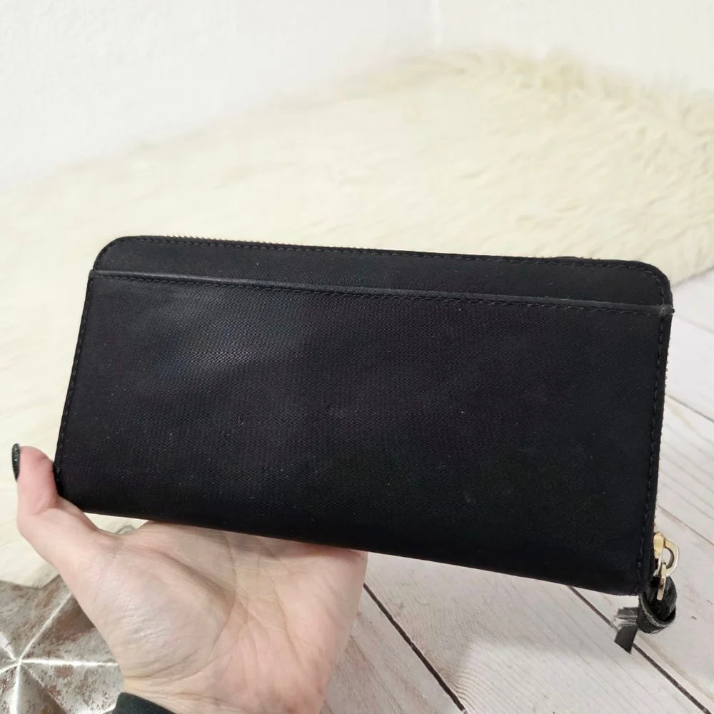 Kate Spade Wilson Road Neda Black nylon Wallet ziparound zipper